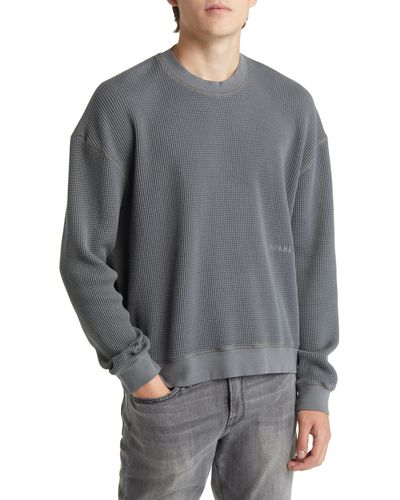 FRAME Waffle Knit Cotton Sweatshirt - Gray