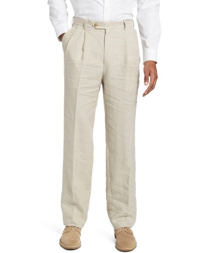 Berle Pleated Linen Pants - Natural