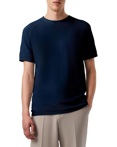 ALPHATAURI Fosos Seamless Short Sleeve 3d Performance Knit Sweater - Blue