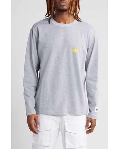 KROST Sunrise Embroidered Long Sleeve Cotton T-shirt - Gray