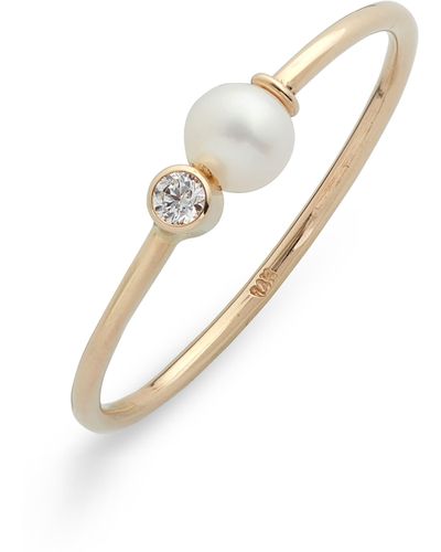 POPPY FINCH Cultured Pearl & Diamond Ring - White