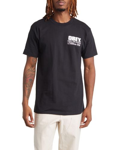 Obey Fight The System Graphic T-shirt - Black