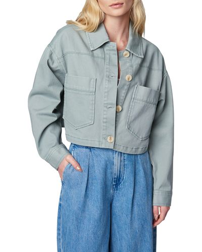 Blank NYC Oversize Crop Cotton Jacket - Blue