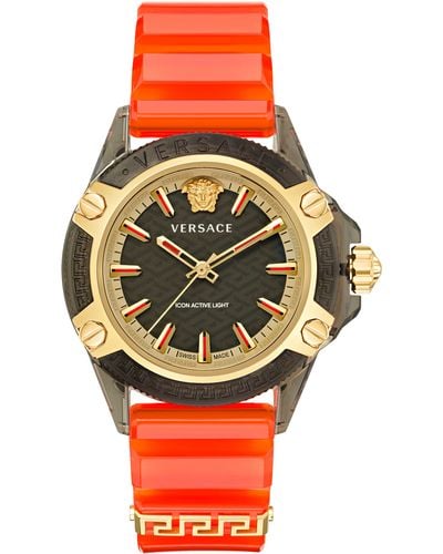 Versace Icon Active Silicone Strap Watch - Orange