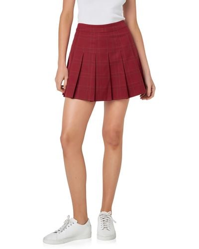 English Factory Pleated Check Skort - Red