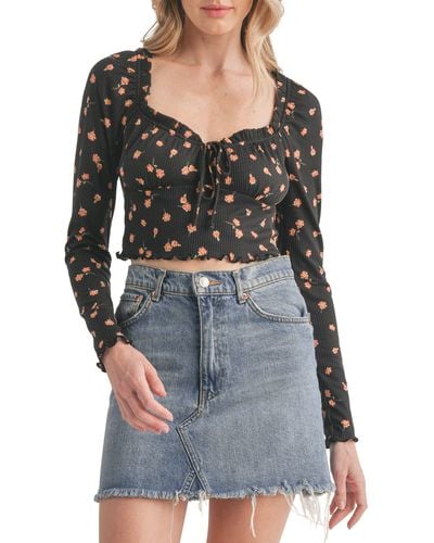 All In Favor Print Rib Crop Top In At Nordstrom, Size X-small - Black