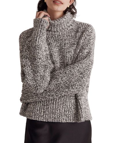 Madewell Marl Wide Rib Turtleneck Sweater - Gray