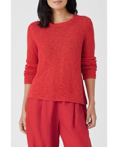 Eileen Fisher Textured Crewneck Organic Linen & Cotton Sweater