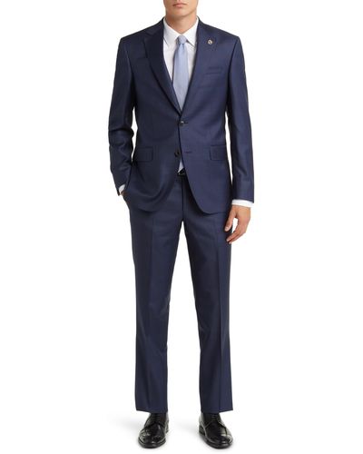 Ted Baker Jay Slim Fit Plaid Wool Suit - Blue