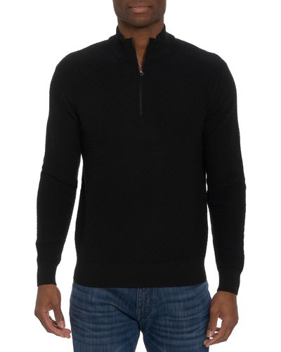 Robert Graham Reisman Quarter Zip Sweater - Black