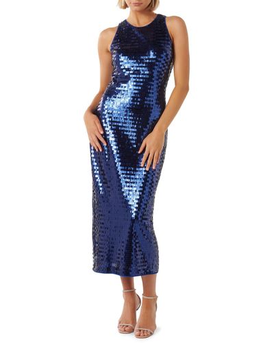 EVER NEW Lolita Sequin Cocktail Midi Dress - Blue