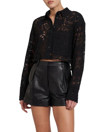 Rebecca Minkoff Elizabeth Crop Lace Shirt - Black