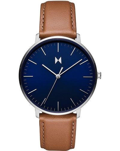 MVMT Legacy Slim Leather Strap Watch - Blue