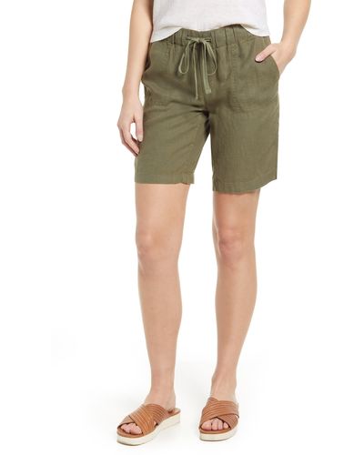 Caslon Caslon(r) 9-inch Linen Shorts - Green