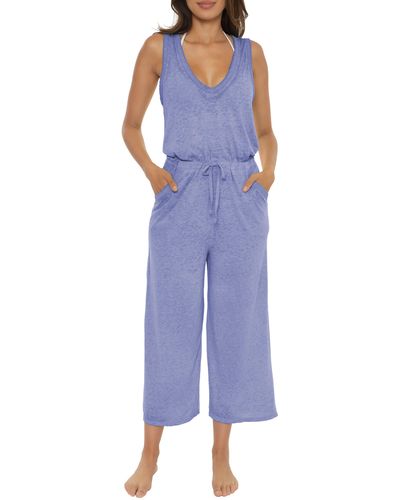 Becca Beach Date Wide Leg Cover-up Jumpsuit - Blue
