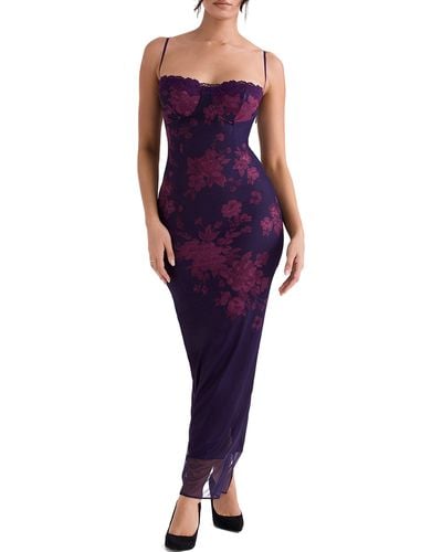House Of Cb Aiza Floral Underwire Cocktail Dress - Purple