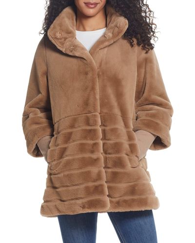 Gallery Water Resistant Faux Fur Jacket - Brown