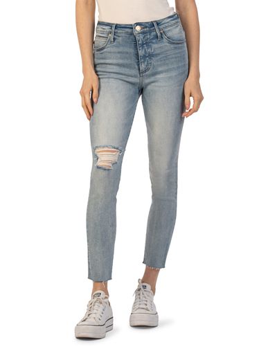 Kut From The Kloth Charlize Fab Ab High Waist Crop Cigarette Jeans - Blue