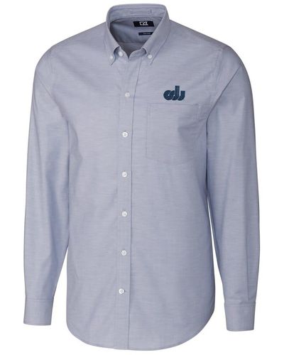 Cutter & Buck Old Dominion Monarchs Stretch Vault Logo Oxford Long Sleeve Shirt At Nordstrom - Blue