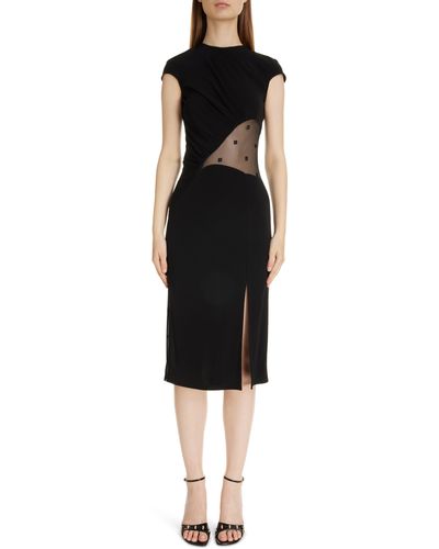 Givenchy 4g Mixed Media Sheath Dress - Black