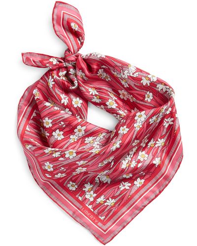 Liberty Daisy Lawn Floral Silk Scarf - Pink