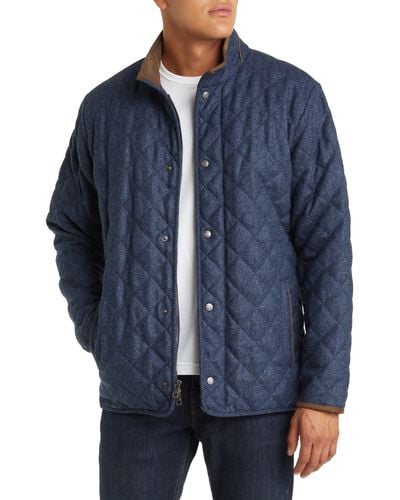 Peter Millar Suffolk Quilted Wool Travel Coat - Blue