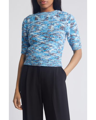 Vero Moda Maddi Marled Puff Sleeve Sweater - Blue