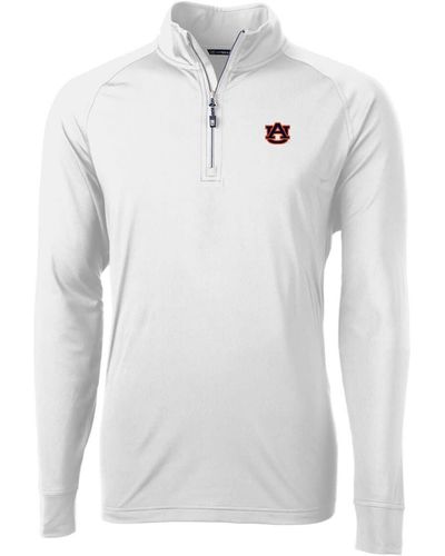 Cutter & Buck Auburn Tigers Adapt Eco Knit Quarter-zip Pullover Jacket At Nordstrom - White