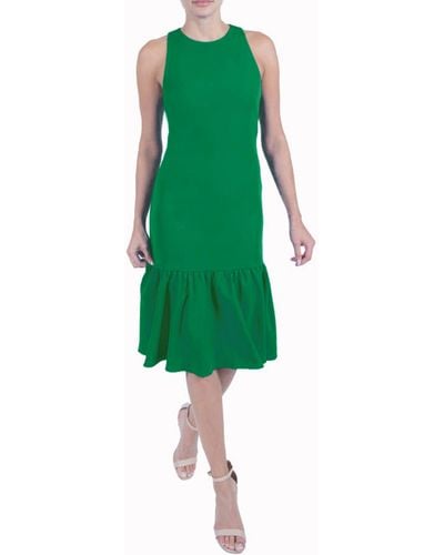 Julia Jordan Sleeveless Flounce Hem Crepe Dress - Green