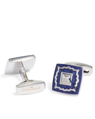 CLIFTON WILSON Square Cuff Links - Blue