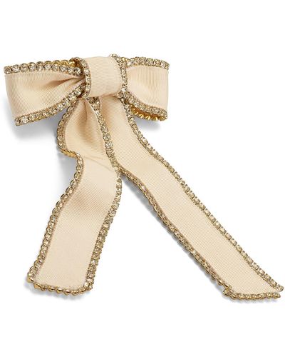 Lelet Lilly Crystal Ribbon Bow Barrette - Natural
