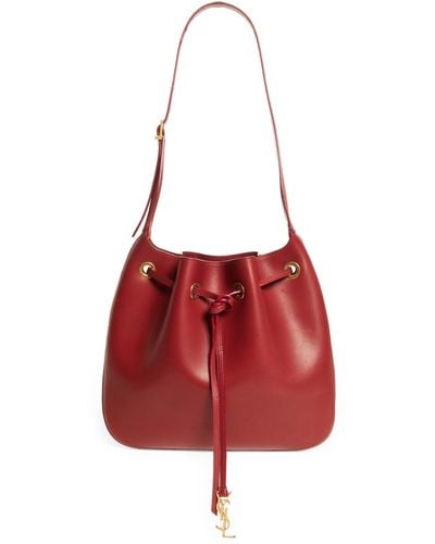 Saint Laurent Medium Paris Vii Leather Hobo Bag - Red
