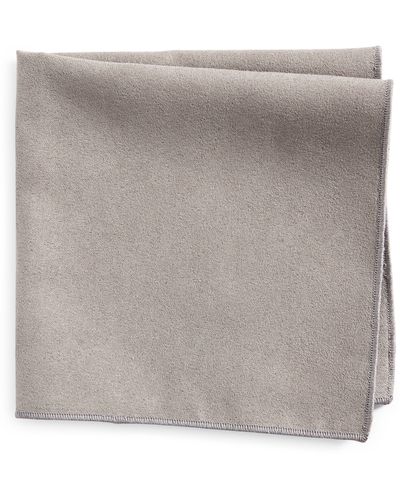 CLIFTON WILSON Solid Cotton Pocket Square - Gray