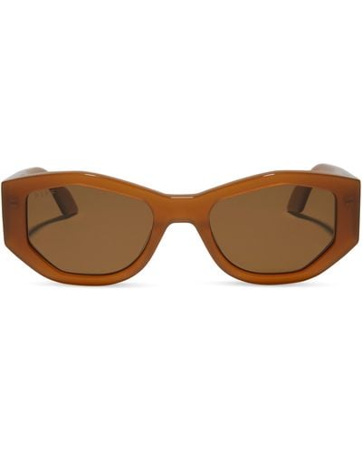 DIFF Zoe 52mm Polarized Oval Sunglasses - Brown