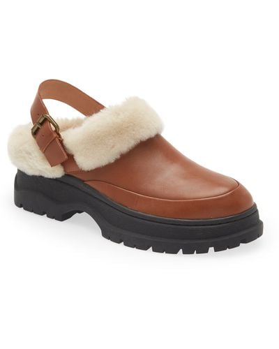 Madewell Tilly Faux Shearling Clog - Brown