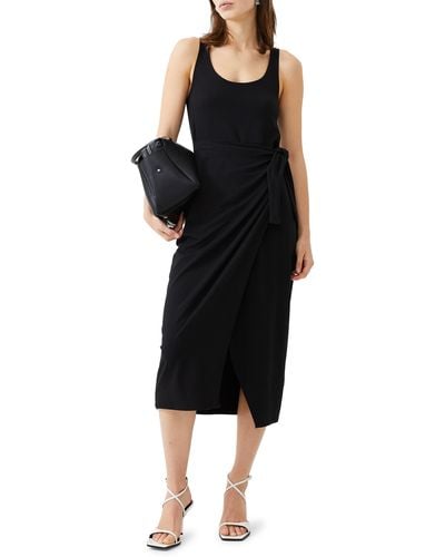 French Connection Zena Jersey Faux Wrap Midi Dress - Black