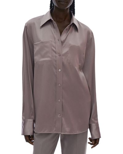 Helmut Lang Core Silk Blend Button-up Blouse - Brown