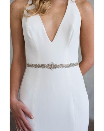 Brides & Hairpins Aster Swarovski Crystal Sash - White