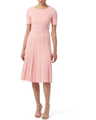 Carolina Herrera Embroidered Knit Fit & Flare Dress - Pink
