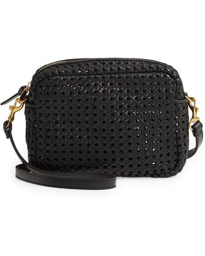 Clare V. Midi Sac Woven Leather Crossbody Bag - Black