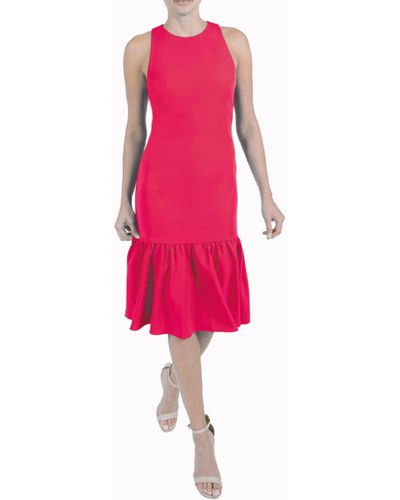 Julia Jordan Sleeveless Flounce Hem Crepe Dress - Pink