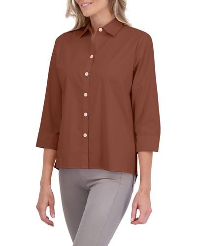 Foxcroft Kelly Button-up Shirt - Brown