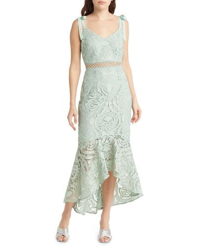 Lulus Won Your Heart Embroidered Lace Dress - Green