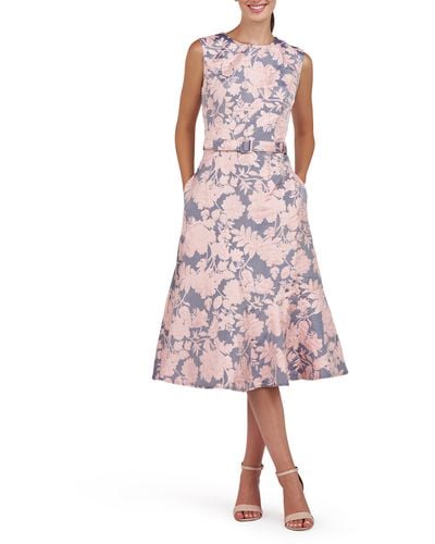 Kay Unger Verity Sleeveless Belted Cocktail Dress - Pink