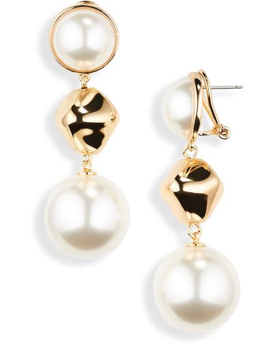 Carolina Herrera Imitation Pearl Drop Earrings - White