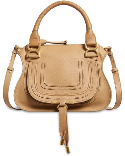 Chloé Small Marcie Leather Satchel - Natural