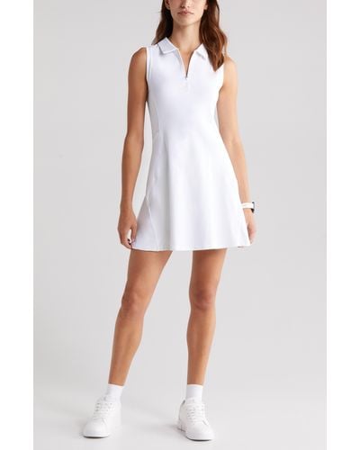 Zella Replay Sleeveless Polo Dress - White