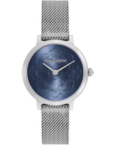 Olivia Burton Signature Floral Mesh Strap Watch - Blue