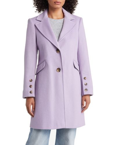 Sam Edelman Wool Blend Notch Collar Coat - Purple