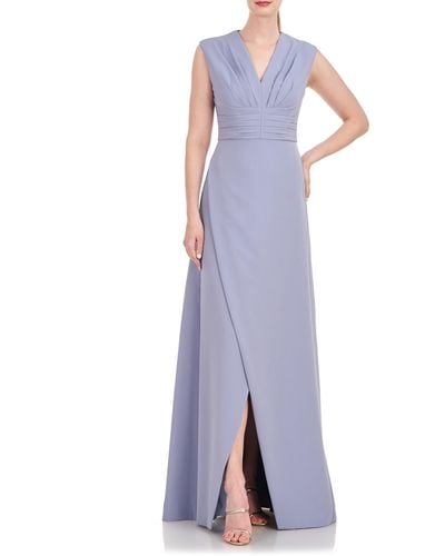 Kay Unger Melora Pleat Bodice Gown - Purple